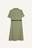 Gömlek Yaka Poplin Kısa Kollu Elbise