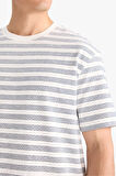 Regular Fit Bisiklet Yaka Kısa Kollu Çizgili Tişört