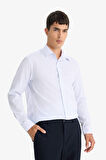 Okula Dönüş Modern Fit Polo Yaka Çizgili Krinkıl Uzun Kollu Gömlek