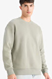 Relax Fit Bisiklet Yaka Kalın İçi Yumuşak Tüylü Basic Düz Sweatshirt
