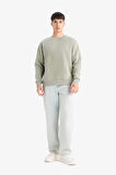 Relax Fit Bisiklet Yaka Kalın İçi Yumuşak Tüylü Basic Düz Sweatshirt