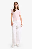 Slim Fit Dar Kesim Bisiklet Yaka Basic Düz Fitilli Kaşkorse Kısa Kollu Tişört