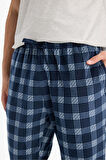 Regular Fit Kareli Cepli Polar Pijama Altı