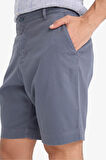 Regular Fit Dokulu Bermuda