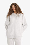 Oversize Geniş Kalıp Kapüşonlu Fermuarlı Sweatshirt