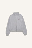 Relax Fit Yarım Balıkçı Yaka Baskılı Kalın Fermuarlı Sweatshirt 