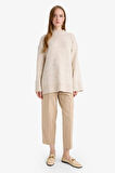Loose Fit Bisiklet Yaka Triko Tunik