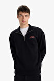 House Of The Dragon Boxy Fit Dik Yaka Fermuarlı Sırt Baskılı Sweatshirt