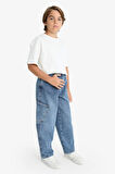 Erkek Çocuk Barrel Fit Düz Paça Jean Pantolon