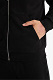 Relax Fit Kapüşonlu İçi Yumuşak Tüylü Basic Düz Kalın Fermuarlı Sweatshirt