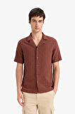 DeFacto Regular Fit Polo Yaka Jakarlı Kısa Kollu Gömlek E5693AX25SMBN326