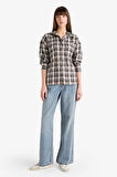 Oversize Geniş Kalıp Kareli Flanel Uzun Kollu Gömlek