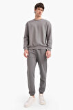 	Boxy Fit Bisiklet Yaka Basic Düz Pike Sweatshirt