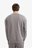 	Boxy Fit Bisiklet Yaka Basic Düz Pike Sweatshirt