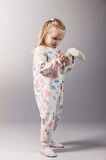 Kız Bebek 1 Tog Elyaf Dinozor Baskılı Uzun Kollu Fermuarlı Tulum