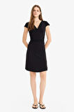 V Yaka Kısa Kollu Mini Elbise