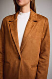 Oversize Geniş Kalıp Ceket Yaka Süet Blazer Ceket