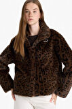 Regular Fit Leopar Desenli Suni Kürk