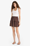 Coool Desenli Yüksek Bel Penye Astar Krinkıl Viskon Mini Etek
