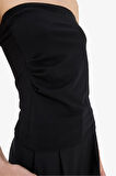 DeFacto Slim Fit Dar Kesim Straplez Siyah Bluz F4425AX25SMBK81