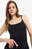 DeFacto Basic Düz Askılı Siyah Çıtçıtlı Body F4207AX25SMBK81