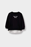 Kız Bebek Bisiklet Yaka Baskılı İçi Yumuşak Tüylü Sweatshirt