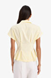 DeFacto Fitted Pensli Poplin Kısa Kollu Gömlek F5891AX25SMYL149