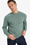 %100 Pamuk Regular Fit Bisiklet Yaka Sweatshirt