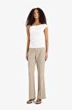 Flare Fit Fermuarlı Yüksek Bel Uzun Boy Twill Pantolon