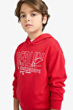 Erkek Çocuk Kapüşonlu Baskılı Sweatshirt 