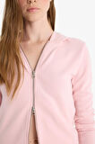 Slim Fit Dar Kesim Kapüşonlu Modal Fermuarlı Sweatshirt