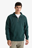 Regular Fit Yarım Balıkçı Yaka Fermuarlı Kalın Sweatshirt