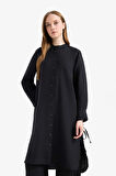 Regular Fit Basic Düz Uzun Kollu Gömlek Tunik