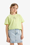 DeFacto Kız Çocuk Bisiklet Yaka Sırt Baskılı Kısa Kollu Tişört E6743A825HSGN404