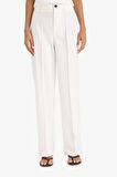 Straight Fit Yüksek Bel Düz Paça Twill Pantolon