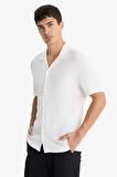 Modern Fit Polo Yaka Penye Kısa Kollu Gömlek