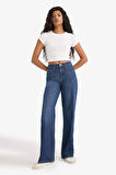 Straight Wide Yüksek Bel Düz Paça Uzun Jean Pantolon