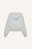 Coool Cropped Fit Kapüşonlu Baskılı Fermuarlı Sweatshirt