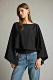 Kayık Yaka Yarasa Kolllu Bluz