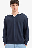 Boxy Fit Polo Yaka Sweatshirt