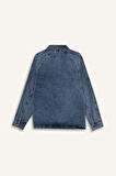 Relax Fit Fermuarlı Denim Ceket