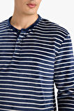 Pijama Takımı Regular Fit Çizgili Uzun Kollu Üst Welsoft Pelüş Uzun Alt 