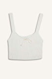 Fitted V Yaka Crop Dokulu Beyaz Askılı Bluz