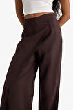 Wide Leg Süs Cepli Normal Bel Düz Paça Pantolon