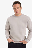 Relax Fit Bisiklet Yaka Kalın İçi Yumuşak Tüylü Basic Düz Sweatshirt