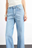 Baggy Fit Yüksek Bel Düz Paça Jean Pantolon