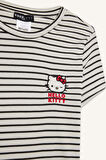 DeFacto Coool Hello Kitty Çizgili Bisiklet Yaka Kısa Kollu Tişört F4566AX25SMWT32