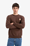 Boxy Fit Bisiklet Yaka Nakışlı Sweatshirt
