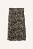 Regular Fit Desenli Astarlı Şifon Midi Etek
