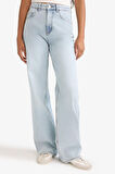 Straight Wide Yüksek Bel Düz Paça Uzun Jean Yıkamalı Pantolon